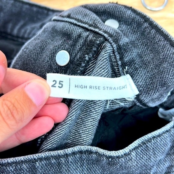 Pacsun - Black Stonewashed Embroidered Daisy High Rise Straight Jeans Size 25 - Picture 12 of 12